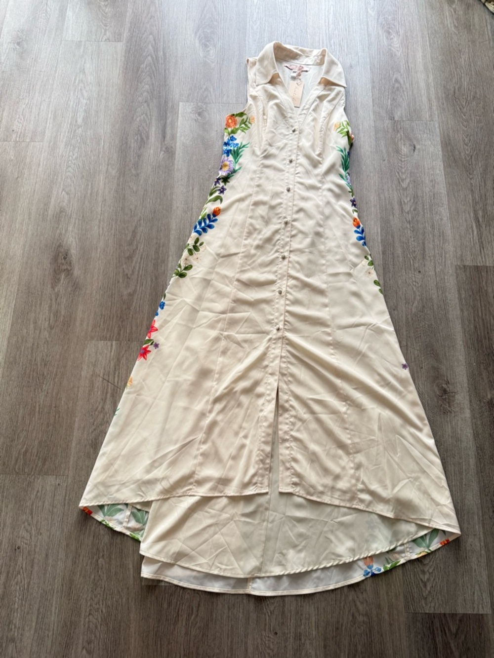 hutch florantina cream floral print poplin button front midi dress size small - Picture 8 of 12